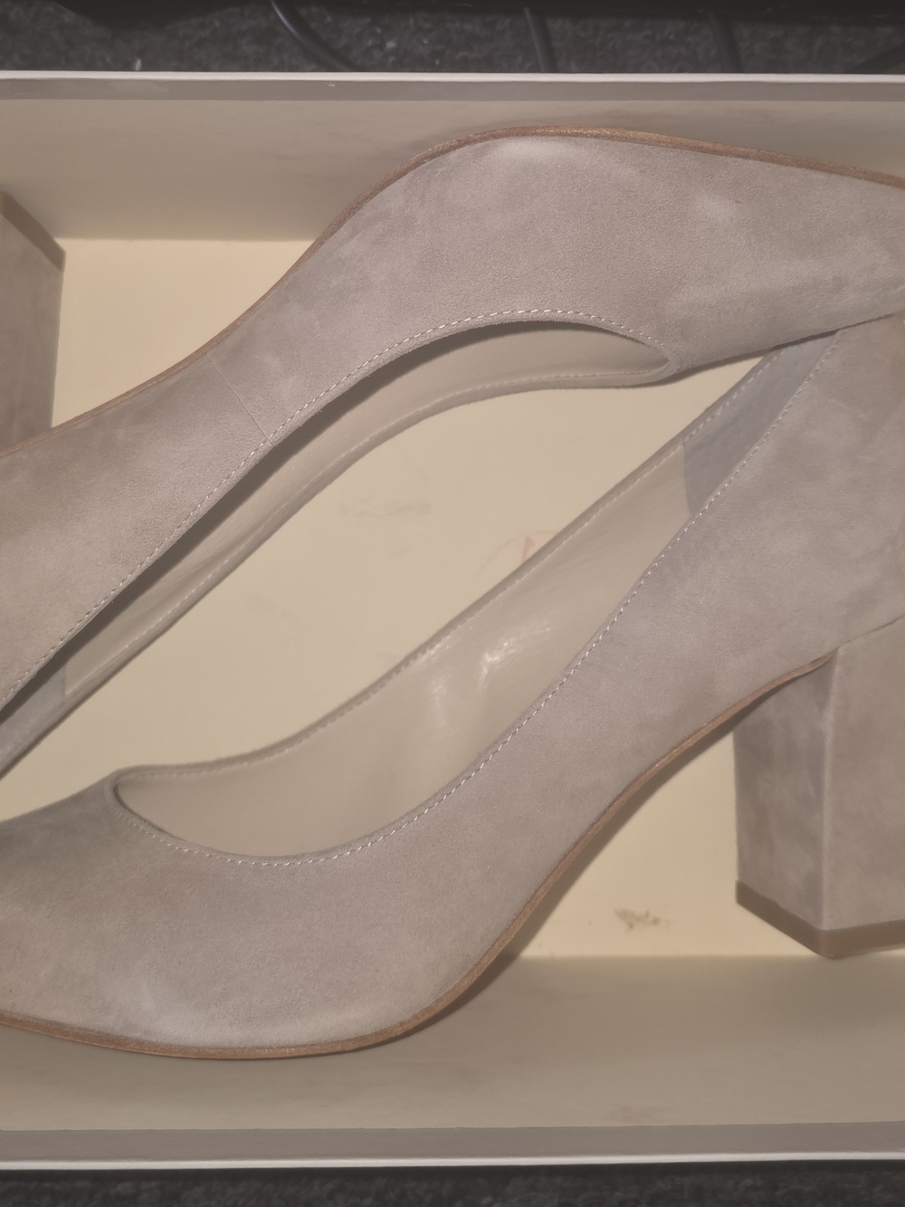 Marc Fisher Taupe Suede Block Heel Pumps - Picture 2 of 6